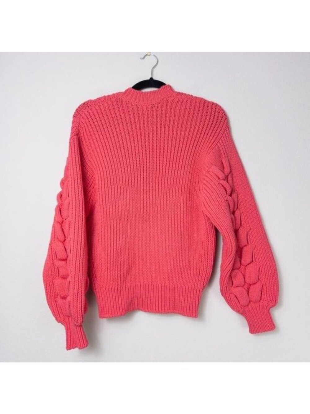 NEW IRO Arwy Chunky Cable Oversized V-Neck Sweater S 3D Knit Bubblegum Pink - Picture 9 of 13